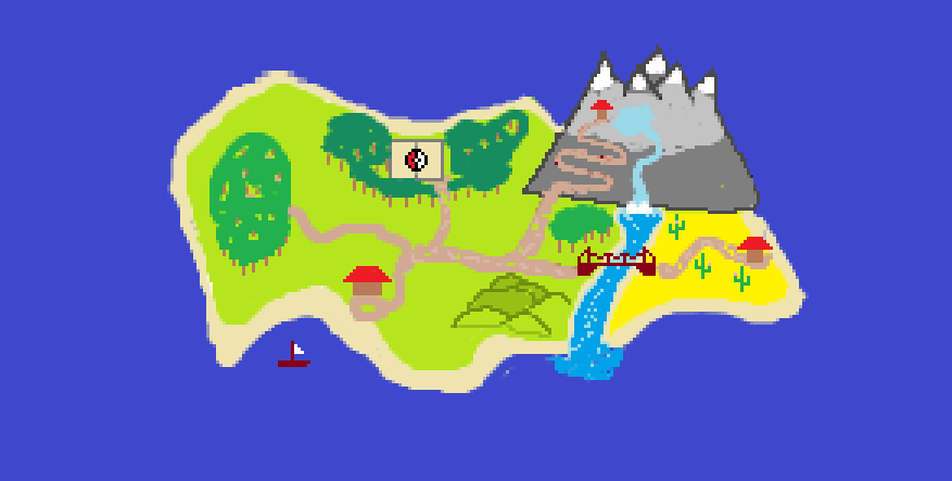 A pixelated map of an Island